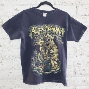 Alestorm Oath Bound Mens Black Yellow Graphic Rock T-Shirt Pirate Skulls SZ M